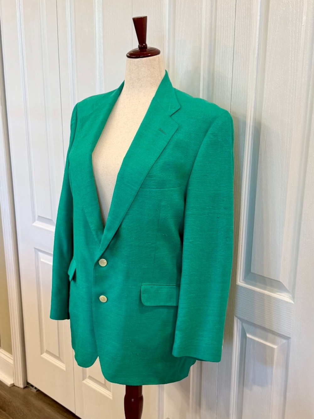 Vintage, Men's Size 44 R, Kassel Brothers Imperial Teal Raw Silk Blazer Custom